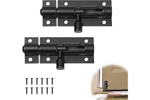 VIERONE 2Pcs Black Door Lock Bolt 2 Inch Bolt Lock with Screws Aluminium Alloy Door Bolts for Internal Doors Safety Sliding Door Bolt Garden Bedroom Cabinets Fence Gate Bathroom Door Lock
