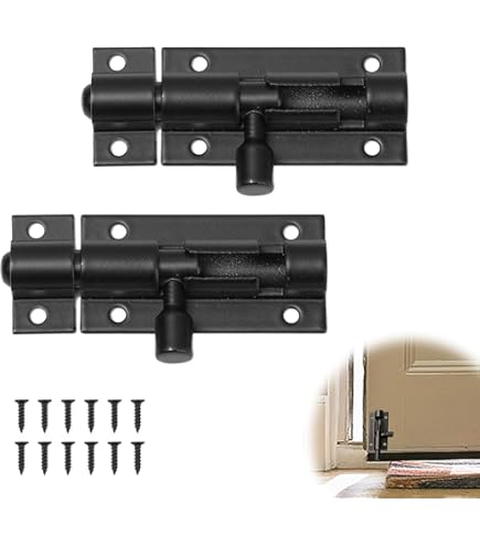 Black Door Bolt Lock Wrought Iron Slide Bolt Offset Bolt Lock - View #11