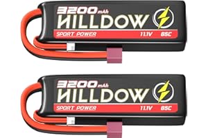 HILLDOW 11.1V Lipo Battery 3200mAh 3S RC Battery Softcase with T Connector for RC Airplane Helicopter RC Car Truck Boat UAV Drone FPV(2 PCAKS)