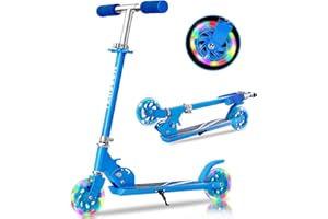 TENBOOM Roller Kinder Scooter 6 Jahre, 2 LED aufleuchten Räder Tretroller Kinder Roller 3 Jahre Mädchen Jungen Klappbar höhenverstellbar hinterradbremse Roller für 3-10 Jahre