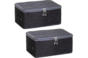 arrderly Pack of 2 Lockable Boxes, Boxes Storage, Foldable Fabric Box with Handles, Lockable Box for Clothes, Toys (30 x 20 x 14 cm)