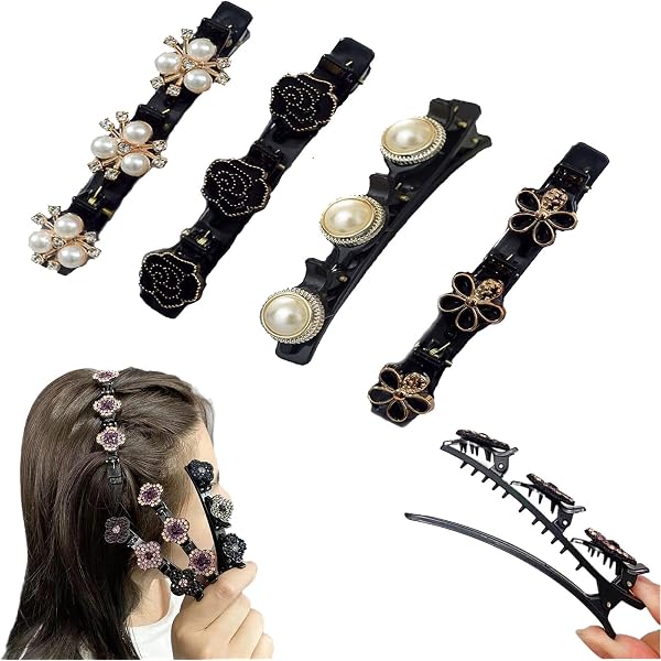WUSJCOF 4er-Set Haarspangen Mit Kristall | Doppelschicht, Kolibri-Design, Für Damen