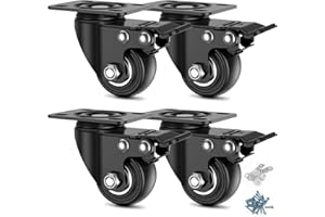 Deutnart Möbelrollen Klein, 38mm Rollen für Möbel, Geräuscharme Lenkrollen mit Doppelten Kugellagern, Platzsparend Rollen Schwerlast für Wagen Werkbänke Garagen, Tragfähigkeit von 200 kg - 4er Pack