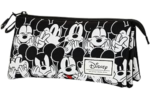 KARACTERMANIA Myszka Miki Mess -Piórnik Potrójny FAN, Czarny, 23 x 11 cm