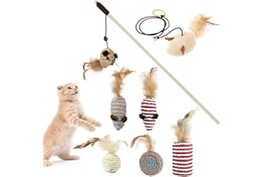 Comius Sharp 8 Pezzi Set di Giocattoli per Gatti Domestici Giocattolo Interattivo per Gatti, da Mordere e Masticare Giocattoli Interattivi con Piume per Gatti per l'esercitazione Gattino e Gatto (A)