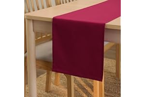 Encasa XO Table Runner 13x91 in Long | Cotton Canvas Fabric | Rich Maroon Solid Color | Machine Washable & Durable