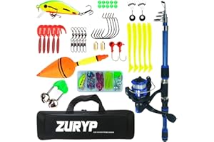 Ensemble canne à pêche et moulinet | Canne télescopique et moulinet de pêche – Fournitures de pêche portables avec sac de transport pour hommes, adolescents, filles, adultes, femmes Anulely