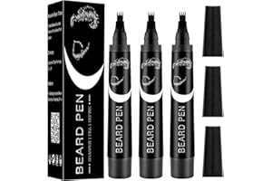 THRIVINGAURA 3Pcs Beard Pen for Men, Beard Filler Pencil, Instant Beard Pen Kit, Beard Volume Pen, Easy Beard Pen Liner, Beard Filler Pen for Beard Filling Pen Kit & Beard Marker, Sweat & Waterproof Pen (Black)