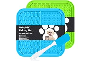 MateeyLife 2PCS Tapis de Léchage Chiens et Chats 15x15cm Favorise Une Alimentation Lente et Réduit l'Anxiété – Idéal pour Le Bain, Le Toilettage et l'Entraînement – Disponible en Bleu et Vert