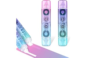simarro 2Pcs White Out Correction Tape Double Sided Tape Roller, Cute Quick Dry Pen Shaped White Out Correction Tape with Permanent Adhesive Tape Runner for Home Office Supplies (light blue + pink)