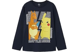 Name IT Nkmamas Pokemon LS Nreg Top Box Noos Sky Maglia a Maniche Lunghe Bambini e Ragazzi