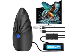 KEMOWI Freeview TV Aerial, 2024 Strongest Indoor TV Aerial for Smart TV, TV Antenna Support 4K 1080P HDTV with Signal Booster 560+ Miles Long Range & 16.4FT Coax Cable