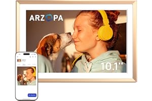 ARZOPA Marco de Fotos Digital 10.1" Nube Ilimitada Gratis HD IPS Pantalla Táctil Marco Digital de Metal Comparte Fotos Videos a Distancia Via App Marco Personalizado Regalar - D10 Gold