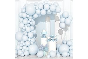 OUSUGA Globos Azul Pastel, 106 Piezas 5 10 12 18 Pulgadas Arco Guirnalda de Globo Látex Azules Claro Bebé Pastel Macaron con Cinta para Hombres Niños Fiesta de Cumpleaños Baby Shower Boda Aniversario Bautizo