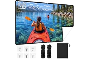 OFFCUP 183 cm ekran projektora przenośny, 16:9 HD 4K bez zmarszczek | Dwustronny ekran filmowy bez zagnieceń z haczykami i linami do użytku na zewnątrz, campingu, kina domowego, biura