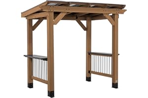 Backyard Discovery Saxony BBQ Gazebo | Outdoor Shelter, Wooden Canopy, For Garden & Patio, For Barbecue & Grill Party, Hard Top Steel Roof, 100% Cedar Wood | 2.3 x 1.6m (7.8ft x 5.3ft)