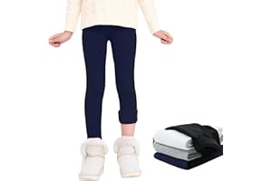 JinBei Leggings Felpati Bambina Invernali Lunghi Pantaloni Termici Bambino Caldo Spesso Leggins Foderati in Pile Morbido Abbigliamento Ragazza Tinta Unita per Sportivi Casual, 5-13 Anni