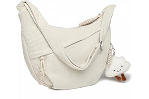 Micmores Shoulder Bag Crescent Bag Corduroy Crossbody Bags for Women, Multi Pockets Sling Hobo Half Moon Purse for Travel Work Daily