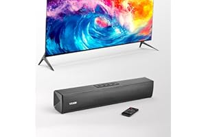 VEVOR Barre de Son pour Smart TV 2.0 Canaux, Compacte 45 cm, Enceinte TV Home Cinéma Projecteur, Connexion Bluetooth AUX, avec Télécommande, Système de Son Surround Stéréo 80 W pour PC, Téléviseur