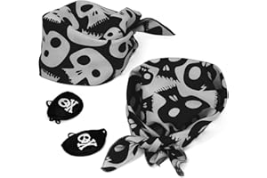 PAPAPANDA Pirata Bandana y Parche en el Ojo 4 uds. Foulard Pañuelo de cráneo Capitán caribeño Bufanda Nickituch