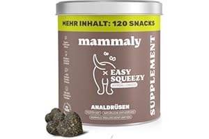 9 in 1 Analdrüsen Leckerli für Hunde mit Ballaststoffen - Easy Squeezy 120 Snacks (350g) von mammaly - gegen verstopfte Analdrüse - für festen KOT und natürliche Analdrüsenentleerung für deinen Hund