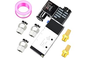 ERGAOBOY Electric Solenoid Valve 1/4 BSP 24V Single Coil Pilot Powered with 2 Positions 5 Way Connection Type (4V210-08)