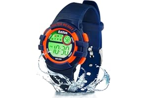 Edillas Montre Enfant,Adolescents Garçons Digitale Extérieur Sport 5ATM Etanche Multifonction Montre Et Protection Environnementale Non Toxique,Alarme Et Calendrier Date Minuteur