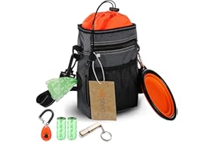 OCSOSO Dog Training Pouch Bag Borsa a Tracolla Riflettente Fischietto Gratuito Ciotola Pieghevole Clicker e Sacco della Spazzatura Impermeabile Cibo per Cani e Giocattoli Borsa