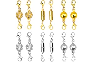 BLUESEABUY 12Pcs Fermoir Magnétique Homard Fermoir Bracelet Fermoirs Magnétiques pour Collier Bracelet Porte-Clés DIY Fabrication Bijoux (Argent et Or)