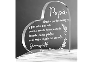 Namalu Regalo de Agradecimiento para Padre Tarjeta de Gracias para Papá Placa de Corazón Regalo para Cumpleaños de Papá Letrero de Acrílico en Forma de Corazón para Padrastro Hombres Navidad
