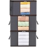 Lifewit Folding Clothes Storage Boxes with Reinforced Handle, Sturdy Fabric Wardrobe Organizer and Transparent Window, Clothe
