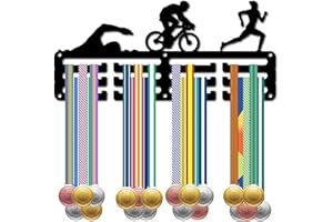 CREATCABIN Porta Medaglie da Triathlon Appendiabiti per Medaglie Piccolo Porta Medaglie Organizzatore Espositore per Nastri in Metallo e Ferro Supporto per Cornice Decor Montaggio A Parete 29x13cm