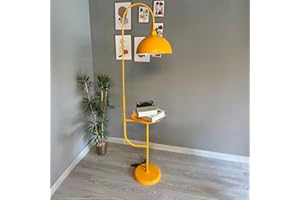 bamyum Gorkiede Douille E27 30 cm, Métal, Moderne, Salon et Chambre, Abat-Jour Réglable, Lampadaire avec étagère, Jaune
