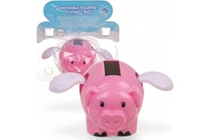 MIJOMA Solarbetriebene Wackelfigur - Bewegliche Figur mit Solarzelle, Kunststoff, 10 cm hoch, Keine Batterien notwendig, Für Fensterbretter, Autos & sonnige Plätze (Fliegendes Schwein rosa)