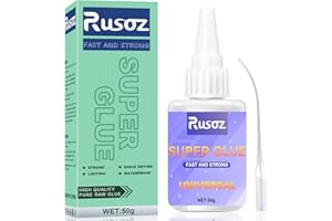 Rusoz Super Glue Szybki Klej Extra Silny Do Wszystkiego 50g Płynny Przezroczysty Dla Różnych Materiałów, Metalu, Plastiku, Szkła, Drewna, Tkanin, Skóry