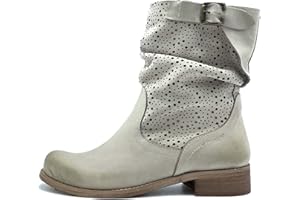 Vyjoù ®️ ALICE Stivaletti bassi caviglia Donna Primavera Estate Scarpe in vera nabuk taupe sfumato traforati forati B1 e fibbia in colore bronzo Made in Italy Handmade