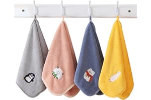 Embhlitfe Juego de 4 Toallas para Niños, Toallas Faciales Infantiles Multicolores, 25 x 50 cm