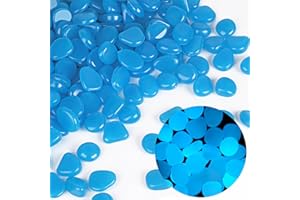 Teouuas 400 Pezzi Pietre Luminose, Blu Scuro Ciottoli Luminosi, Pietre Luminose da Giardino, Sassi da Giardino, Ciottoli Fluorescenti per Acquario, Terrrazza, Decorazione Esterna e Vasi con Piante