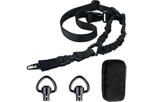 HTTYHT Cinghia 1 Punto Regolabile Tactical Sling Single Point in Nylon Cinghia Tattica a Sgancio Rapido con Gancio in Metallo Spallina Antiscivolo e 2 QD Sling Swivel per Sport all'Aperto Arrampicata