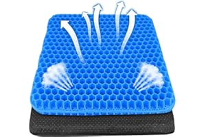 Katslyn Gel Seat Cushion,Gel Cushion for Sitting Lumbar Support Chair Cushion with Non-Slip Cover Breathable Cool Double Thick Seat Cushion Cushion for Office Chair Car Wheelchair Gaming Chair