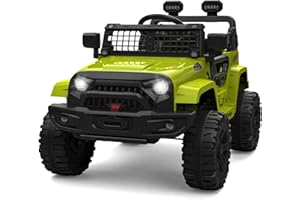 PORTOALEGRE Macchina Elettrica per Bambini 12V, Auto Elettrica per Bambini con Telecomando da 2,4 GHz, Sospensioni a Molla, Luci a LED, Bluetooth, 2 Velocità, Macchina Elettrica Bambini 3-8 Anni (Verde)