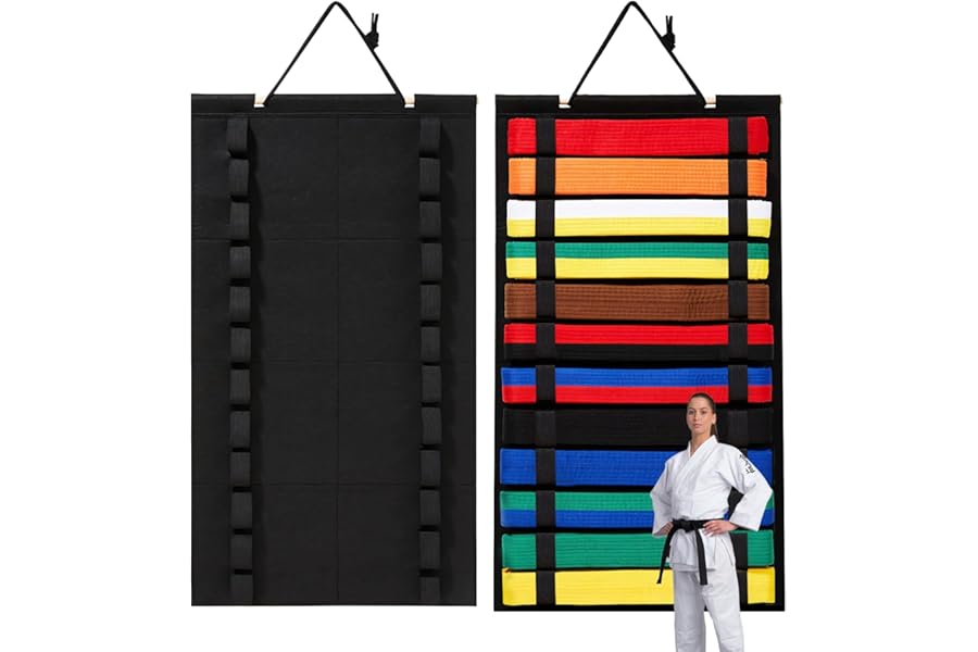 Karate Belt Display Rack - 12 Belts Martial Arts Belt Display Holder Belt Hanger Taekwondo Belt Organizer, Belt Hanger for Martial Arts, Equipment for Taekwondo Learners and Enthusiasts(No Belts)