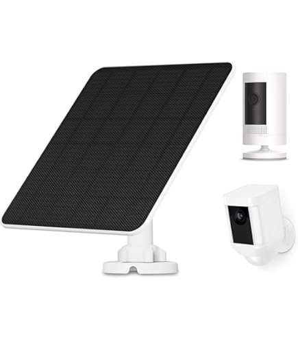 Panneau Solaire 6W Pour Caméra Ring - Chargeur Étanche IP65, Compatible Stick Up Cam Battery & Spotlight Cam | Cable 3m | Montage Facile