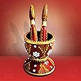 UrbanShilp Handcrafted Decorative Fancy Okhli & Musal, Khalbatta, Mortar Pastle | used for Wedding Rituals and Many more (Fancy Okhli Musar)