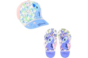 DISNEY FROZEN Disney Stitch Casquette Baseball et Tongs pour Filles, Ensemble D'été Stitch, Tailles EU 25 à 32