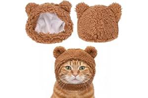 HPMJZ Kostium uroczego kota, ciepły kapelusz niedźwiedzia, regulowane, miękkie, nakrycie głowy dla małych zwierząt domowych, uroczy króliczek, miś, czapka dla zwierząt domowych z uszami, miękka, wygodna, na