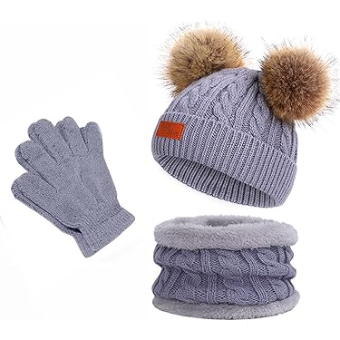 Cheerful Mario 3-8 Ans Packs Bonnet Et écharpe Enfant Garçon Bonnet Avec Cache Oreilles Chaud Cache Cou Enfant Beige-B