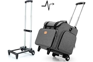 Luxja Overlocker Bag with Detachable Dolly, Serger Case for Standard Machines, Grey