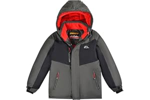 SMONTY Garçon Veste de Ski Manteau Hiver Imperméable pour Enfant Doudoune 6-16 ans con Capuche pour ski, alpinisme, sports de plein air en hiver
