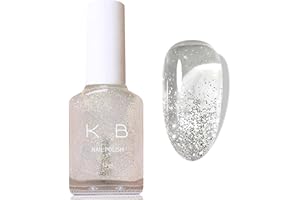 Virellay Nagellack Klar Glitzer, Glitzer Nagellack Durchsichtig Ohne UV Lampe, Langanhaltender Schnelltrocknender für Frauen DIY, 12 ML (Transparent Glitzer, 12 ML)
